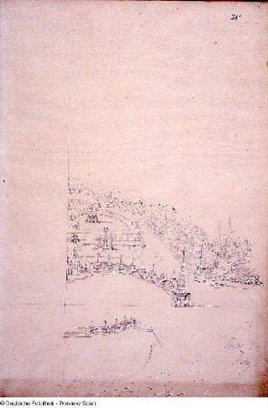 Perspektivische Zeichnung einer Kaskade in einem Garten, bezeichnet "Sedlitz Steche", aus: Desseins et Plans pour des jardins, Blatt 20