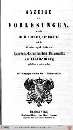Wintersemester 1859/1860