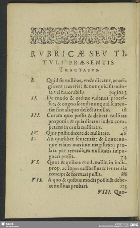 Rubricae Seu Tituli Praesentis Tractatus