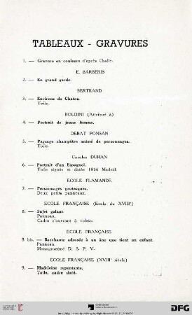 Tableaux - Gravures (Nr. 1-25)