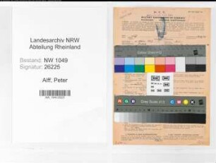 Entnazifizierung Peter Alff , geb. 02.03.1907 (Elektromonteur)