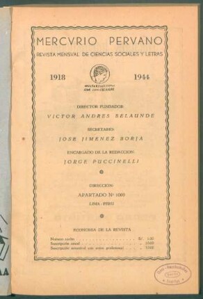 "Mercurio Peruano" - [Pie de imprenta]