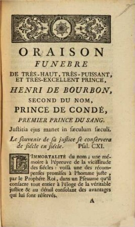 Oraison funebre de très-haut ... prince ... Henri de Bourbon