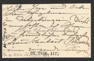 Visitenkarte mit eigenhändigen Zeilen an Wilhelm Engelmann und Emma Brandes : 11.03.1891