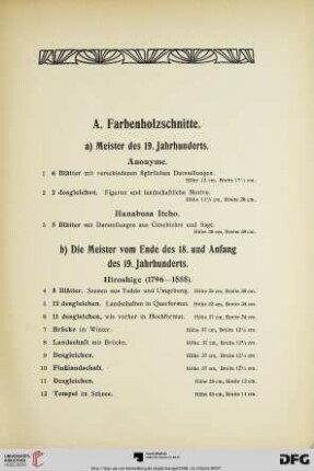 A. Farbenholzschnitte (Nr. 1-263)