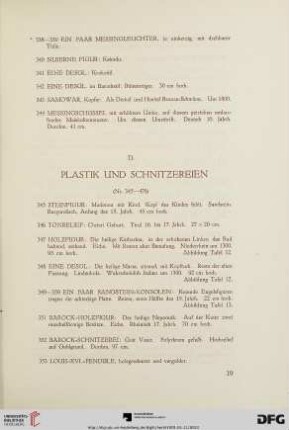 D. Plastik und Schnitzereien (Nr. 345-476)
