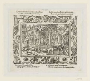 Gastmahl des Ahasver, aus: "Biblische Figuren deß Alten Testaments", Frankfurt am Main 1562, S. K2 verso