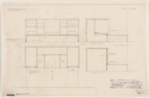 Haus des Rundfunks, Berlin-Charlottenburg: Sitzungssaal, Vortragspult, Grundriss, Aufriss, Schnitt 1:10