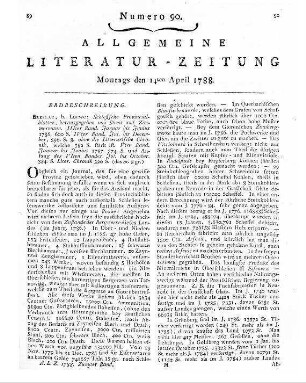 Schlesische Provinzialblätter / hrsg. von Streit und Zimmermann. - Breslau : Loewe 1786 = Bd. 3-4 1787 = Bd. 5-6 Beil. zu Jg. 1786 und 1787: Literarische Chronik