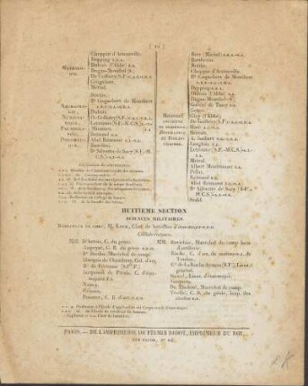 Huitieme Section. Sciences Militaires.