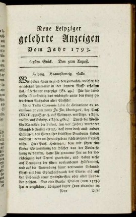 63stes Stück. Den 9ten August.