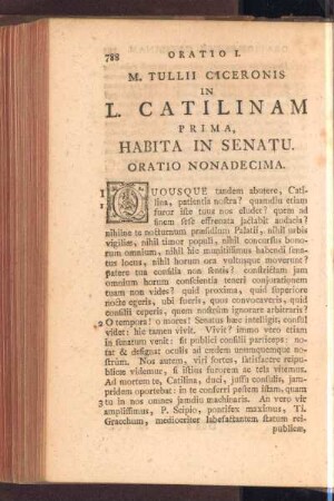Oratio Nonadecima: In L. Catilinam Prima
