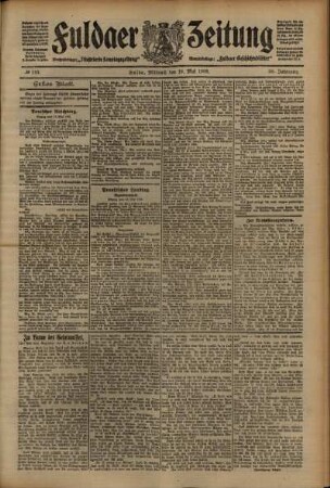 Erste Ausgabe vom Mittwoch, den 19. Mai 1909.