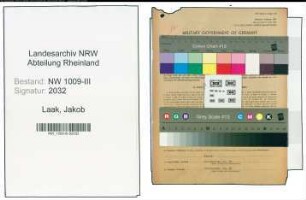Entnazifizierung Jakob Van Laak , geb. 27.03.1883 (Landwirt)