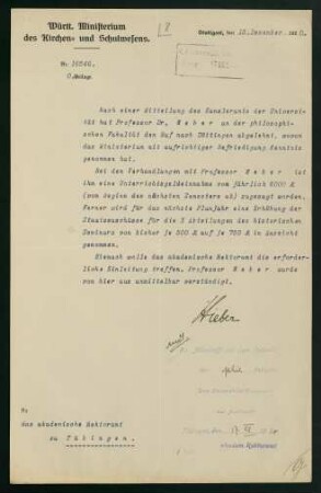 Mitteilung Gehaltserhöhung (15.12.1920)