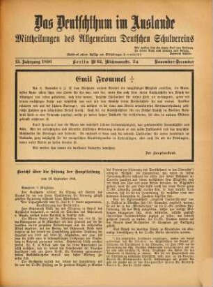 Das Deutschtum im Ausland : Vierteljahresschr. d. Vereins für d. Deutschtum im Ausland (Allgemeiner Deutscher Schul-Verein, e.V.). 15. 1896
