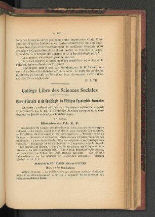 Collège Libre des Sciences Sociales.