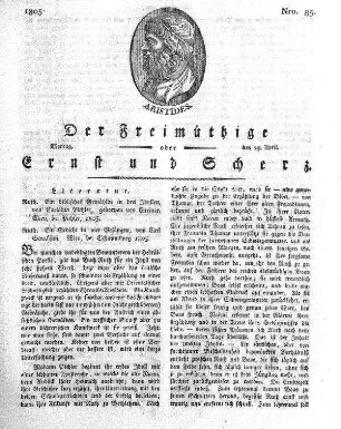 Nro. 85, Montag, den 29. April 1805