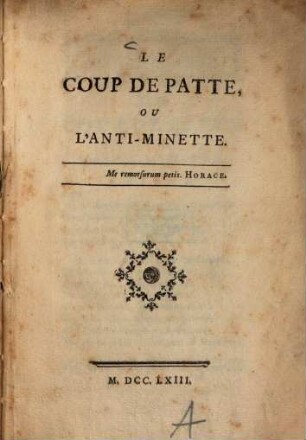 Le Coup de patte, ou l'Anti-Minette