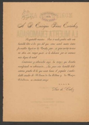 A D. Enrique Pérez Escrich - [Dedicatoria]