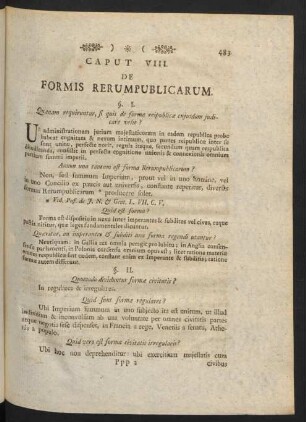 Caput VIII. De Formis Rerumpublicarum.
