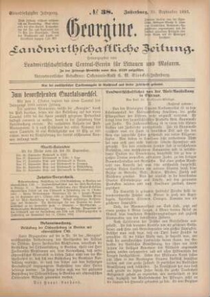 Einundsechzigster Jahrgang. No. 38. Insterburg, 21. September 1893.