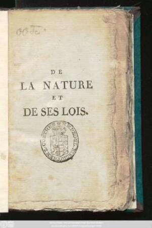De La Nature Et De Ses Lois