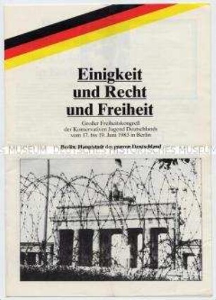 Programmheft des "Großen Freiheitskongresses" der Konservativen Jugend Deutschlands im Juni 1983