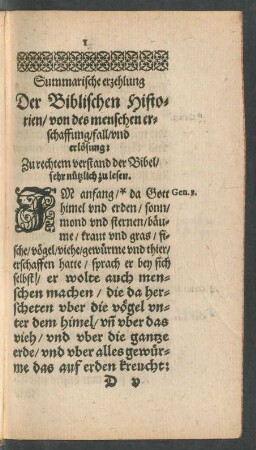 Summarische erzehlung Der Biblischen Historien ...