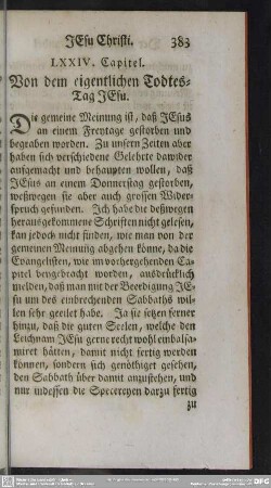 LXXIV. Capitel. Von dem eigentlichen Todtes-Tag JEsu
