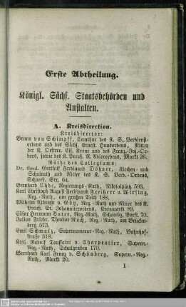 Erste Abtheilung. Königl. Sächs. Staatsbehörden und Anstalten