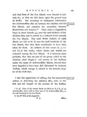 No. V. Position of the Andranoffsky Isles ascertained - number of the Aleutian Isles