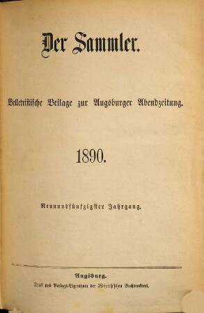Der Sammler. 59. 1890