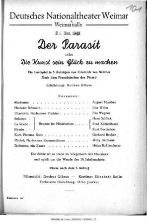 Der Parasit oder Die Kunst sein Glück zu machen