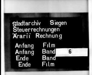 Ärarii-Rechung der Stadt Siegen