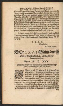 Der CXVII. Psalm ...