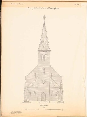 Evangelische Kirche, Pelleningken: Turmansicht 1:100