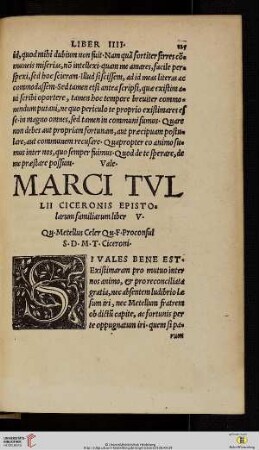 Marci Tvllii Ciceronis epistolarum familiarum liber V
