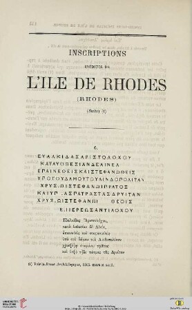 N.S. 13.1866: Inscriptions inédites de l'ile de Rhodes, (Rhodes), [3]
