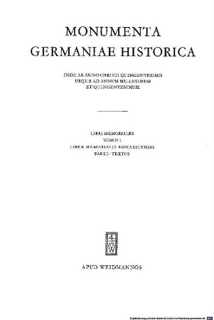 Liber memorialis Romaricensis. 1, Textband