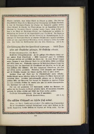 Der Uebergang über den Ypernkanal erzwungen. - 1600 Franzosen und Engländer gefangen, 30 Geschütze erbeutet.