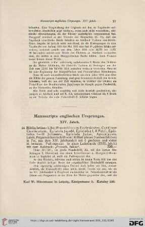 Manuscripte englischen Ursprunges (Nr. 24 - 26)
