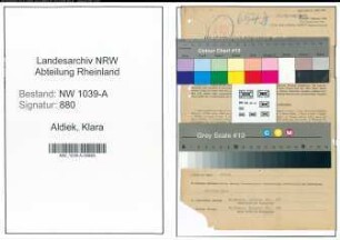 Entnazifizierung Klara Aldiek , geb. 14.10.1922 (Bueroangestellte)