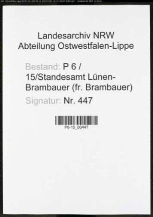 Sterberegister Standesamt Lünen-Brambauer