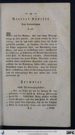 Viertes Kapitel. Von Vertretungen.