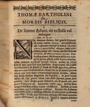 Thomae Bartholini De morbis biblicis : miscellanea medica