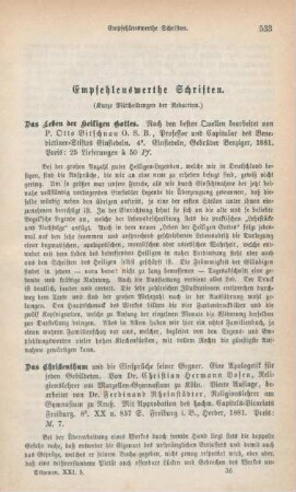 533-541 Empfehlenswerthe Schriften