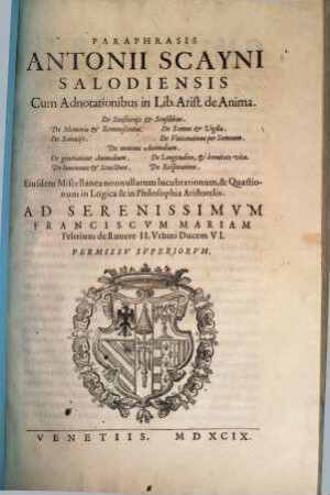 Paraphrasis cum adnotationibus in libr. Arist. de anima