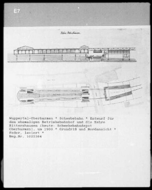 Wuppertal-Oberbarmen, Schwebebahn, Entwurf für den ehemaligen Betriebsbahnhof und die Kehre Rittershausen (später Schwebebahndepot Oberbarmen)