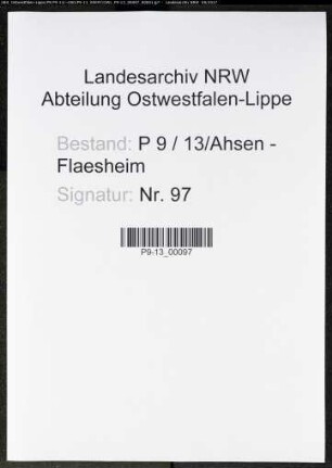 Sterberegister Standesamt Ahsen-Flaesheim